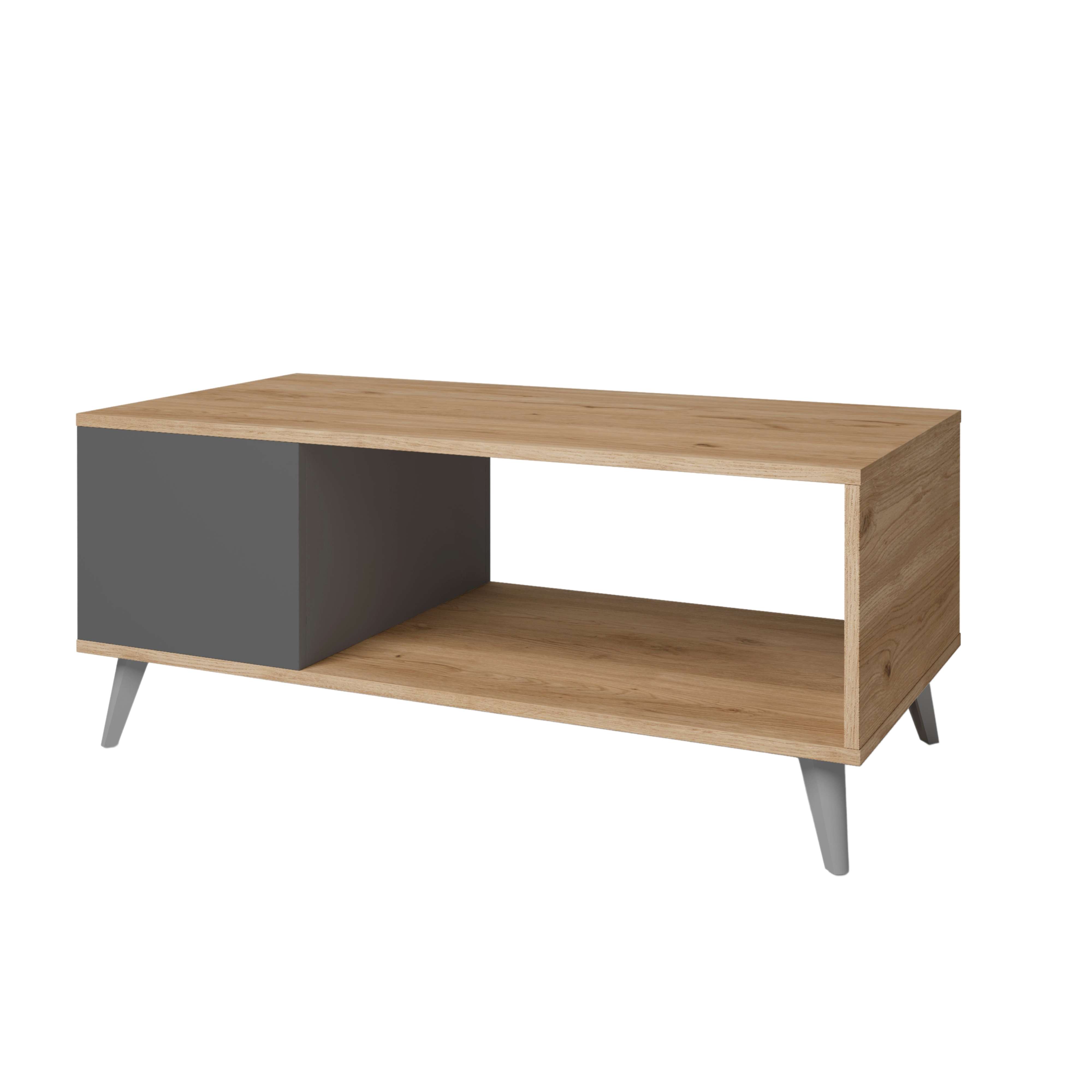 Miroytengo Mesa de centro Odda color pizarra y naturale comedor salón estilo industrial mueble 100x42x50 cm