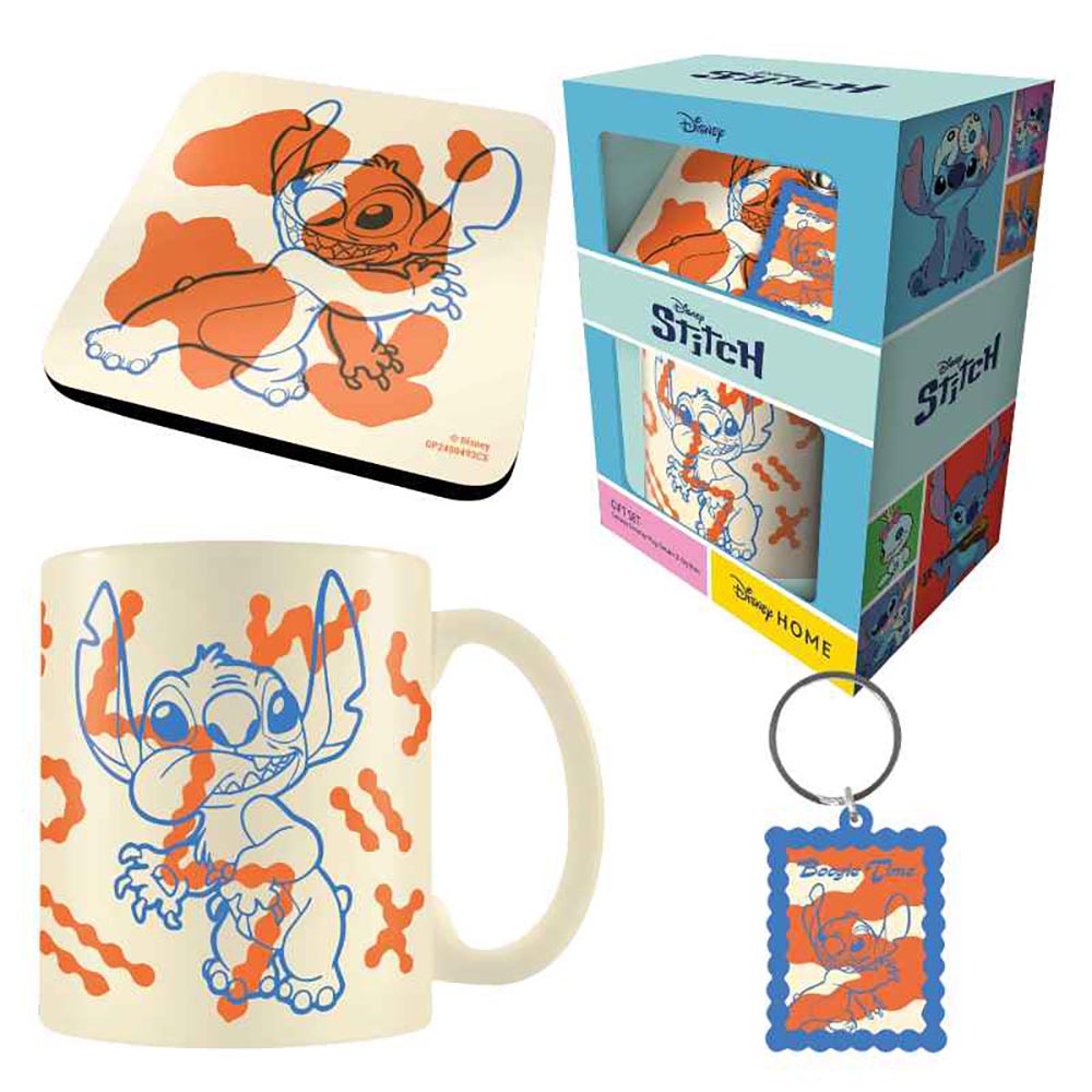 Pack taza, posavasos y llavero Disney Lilo & Stitch Lazy Daze, de Pyramid International