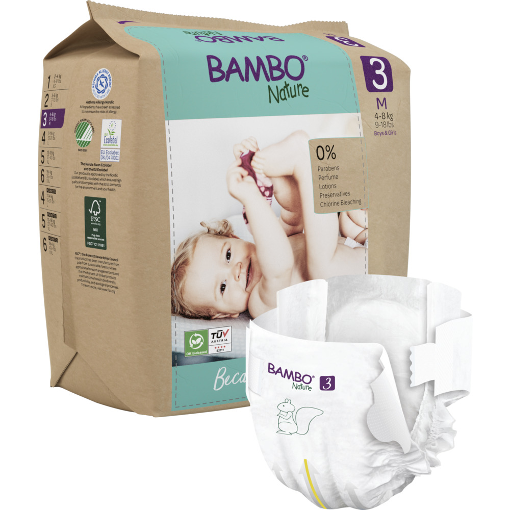 Bambo Nature - Pañales desechables bebe Bambo Nature, Pack Ahorro, ecológicos, transpirables, gran absorción,