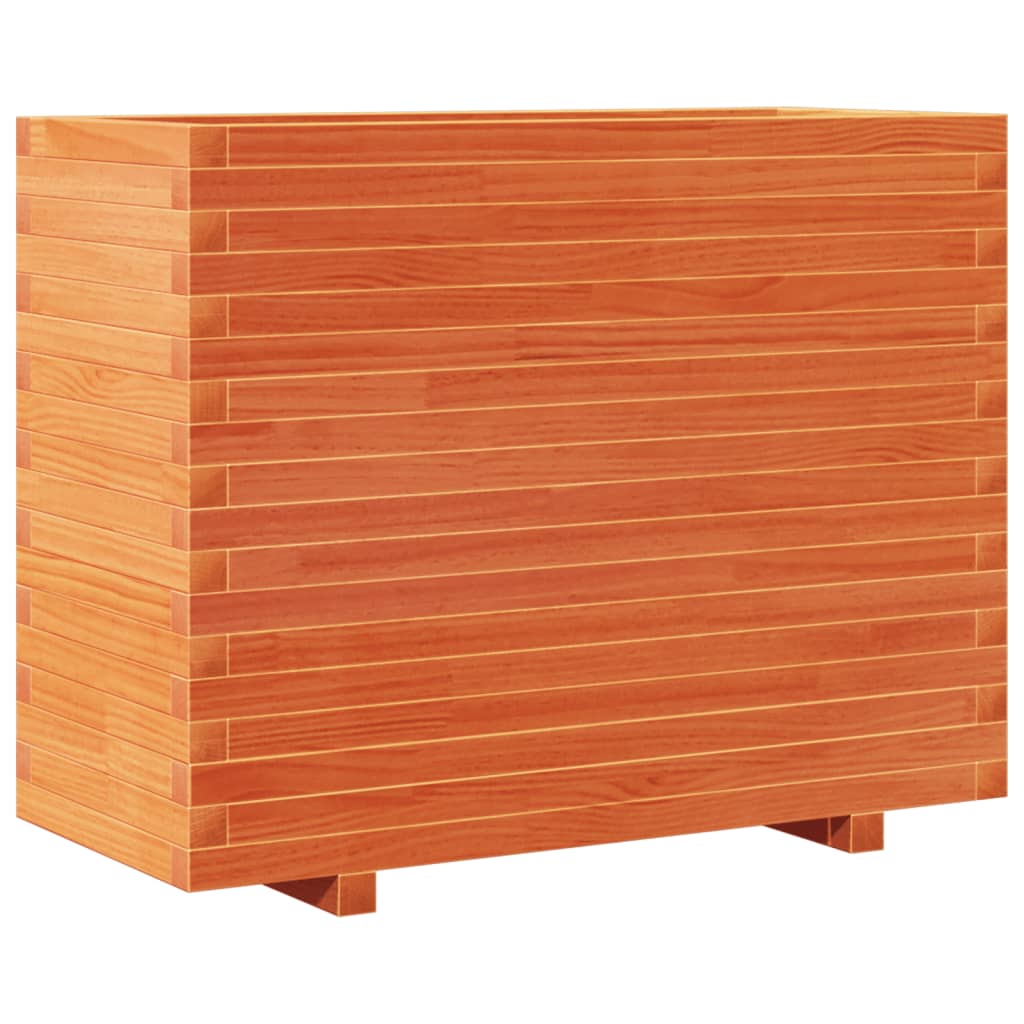 vidaXL Jardinera madera maciza de pino 90x40x72 cm Color Pino natural,  Blanco,  Marrón cera y mas