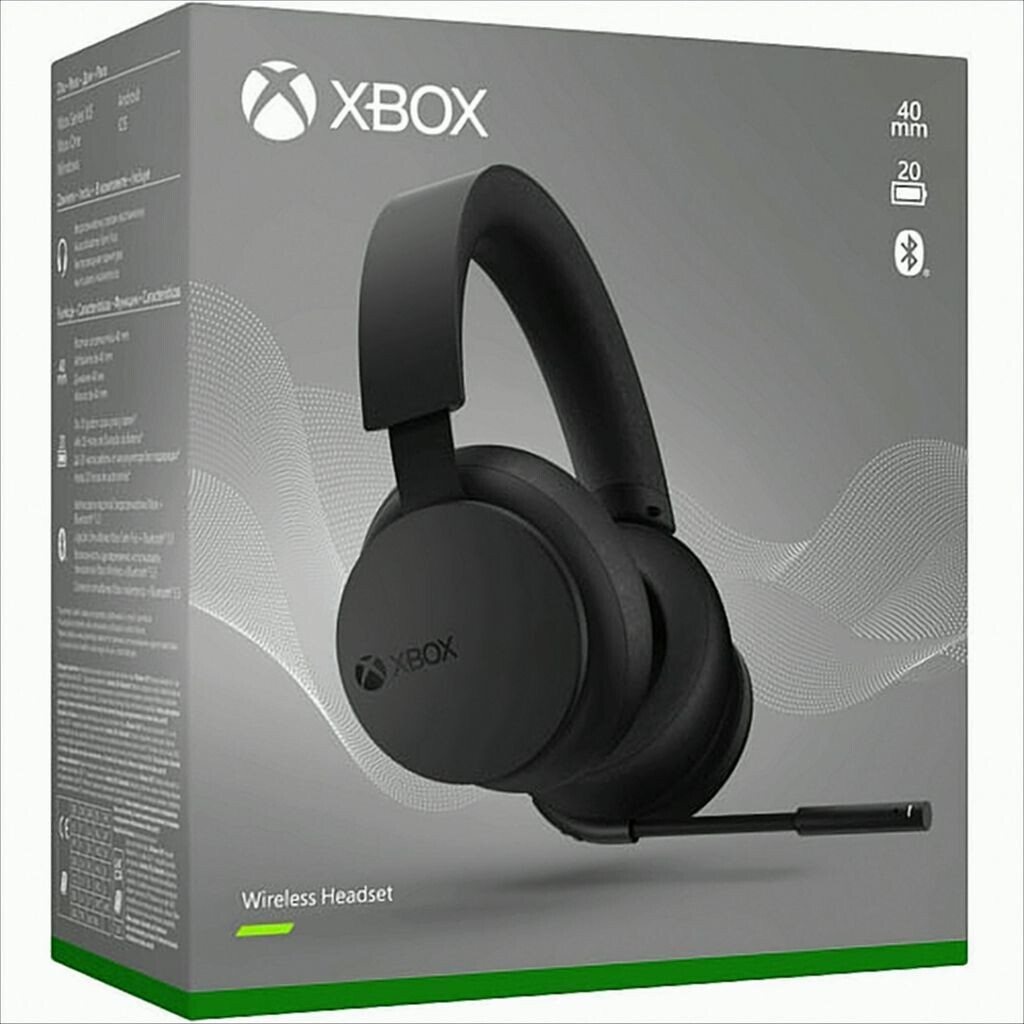 Microsoft Xbox Wireless Headset 2.0 Auriculares Inalámbricos Gaming_ 20 horas Autonomía_ Altavoz 40mm_ Bluetooth 5.3_ Xbox Series_ Xbox One_ Windows_ Android_ iOS_ Negros_