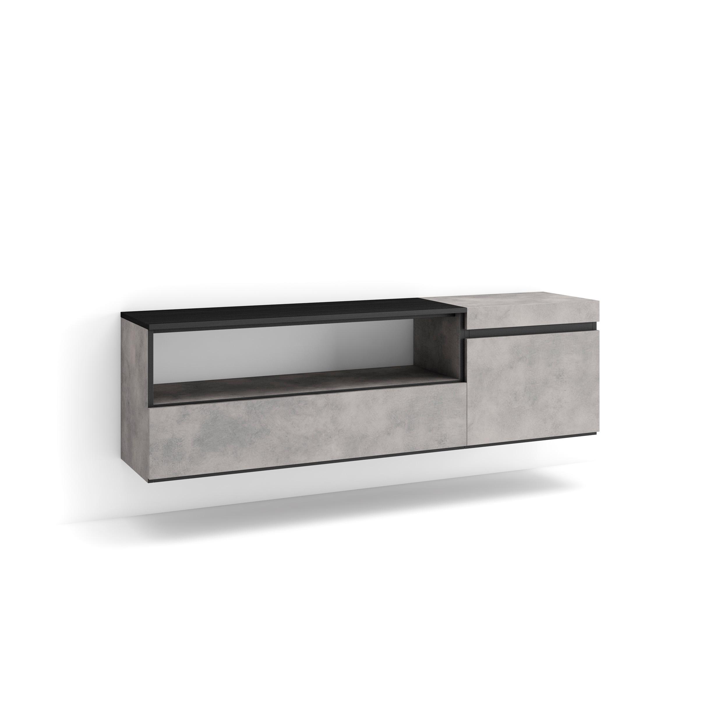 Skraut Home, Mueble de Televisión, Veteado de madera, Tacto poroso, Estilo Moderno Elegante, 153x35x45cm