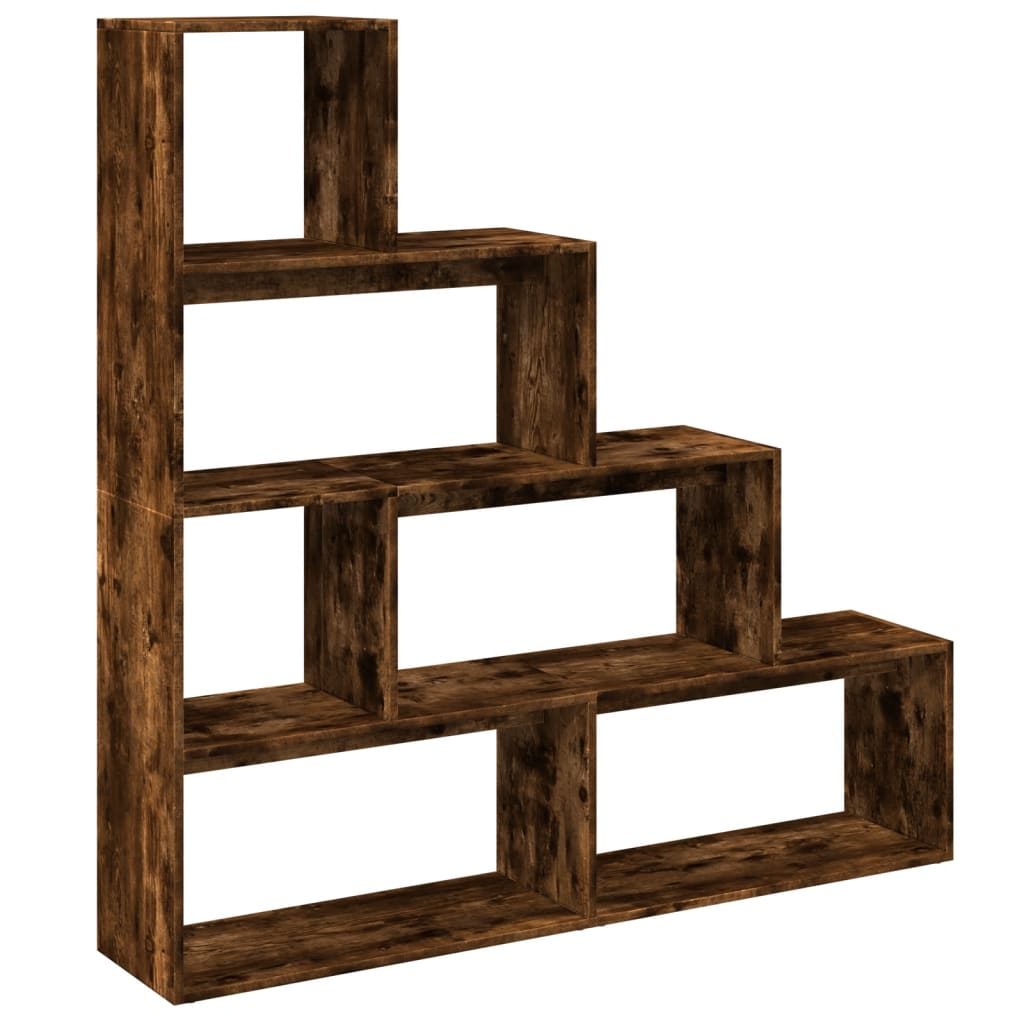 vidaXL Librería divisora 4 niveles roble ahumado 143,5x29x143,5 cm