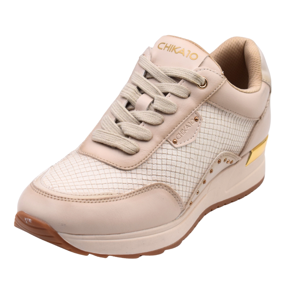Deportivos Chika10 Modelo Serena 26 Estilo Casual De Plataforma Para Mujer, En Color Beige