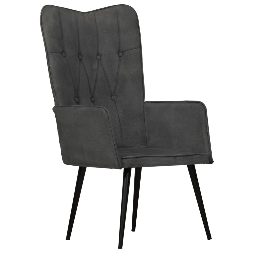 vidaXL Sillón orejero de lona negro
