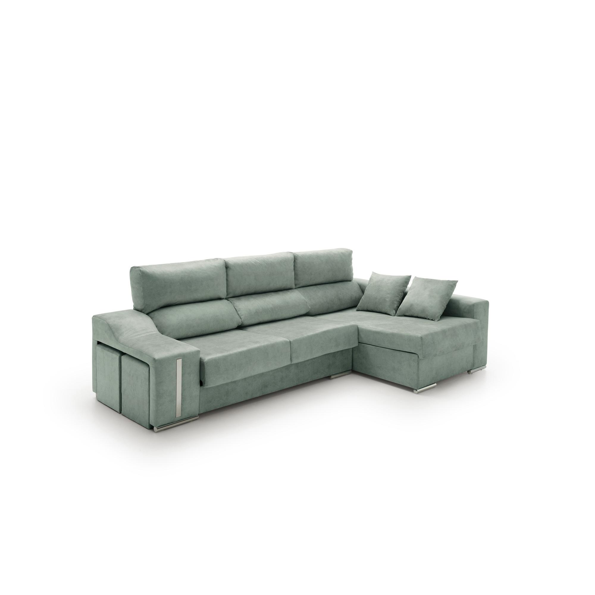 Sofá Chaise Longue Reclinable y Deslizante con Puffs Serena