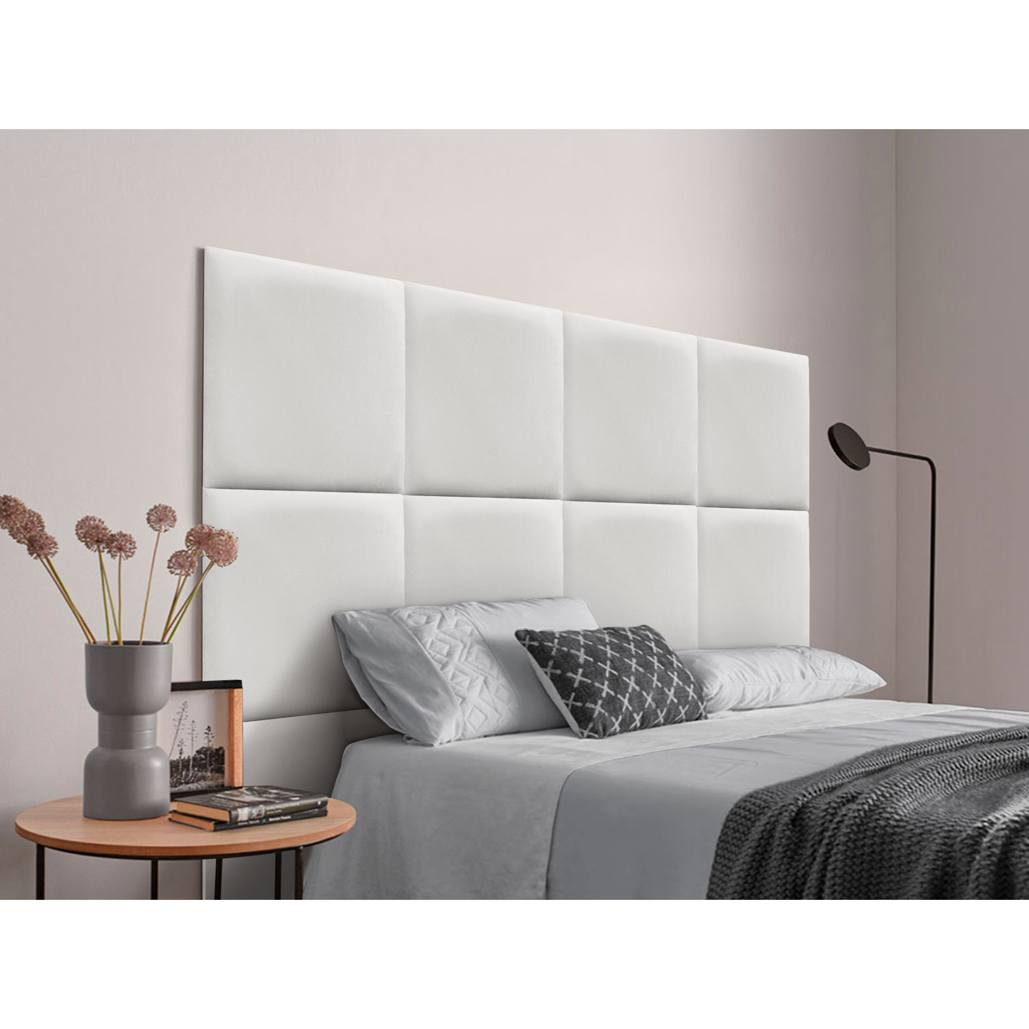 DHOME Cabecero Tapizado Compuesto de Paneles Autoadhesivos Intercambiables de Terciopelo Premium Cama Lujo Dormitorio Acolchado