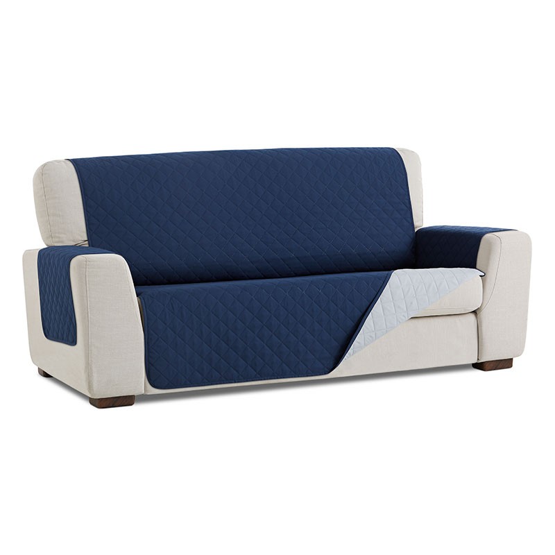 Salvasofá Couch Cover Reversíble Sofá 2 Plazas, Azul / Gris Claro. MAXIFUNDAS FUNDAS DE SOFA & CHAISE LONGUE