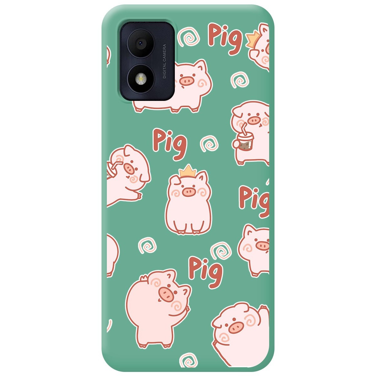 Funda Silicona Líquida Verde para Alcatel 1B 2022 diseño Cerdos Dibujos