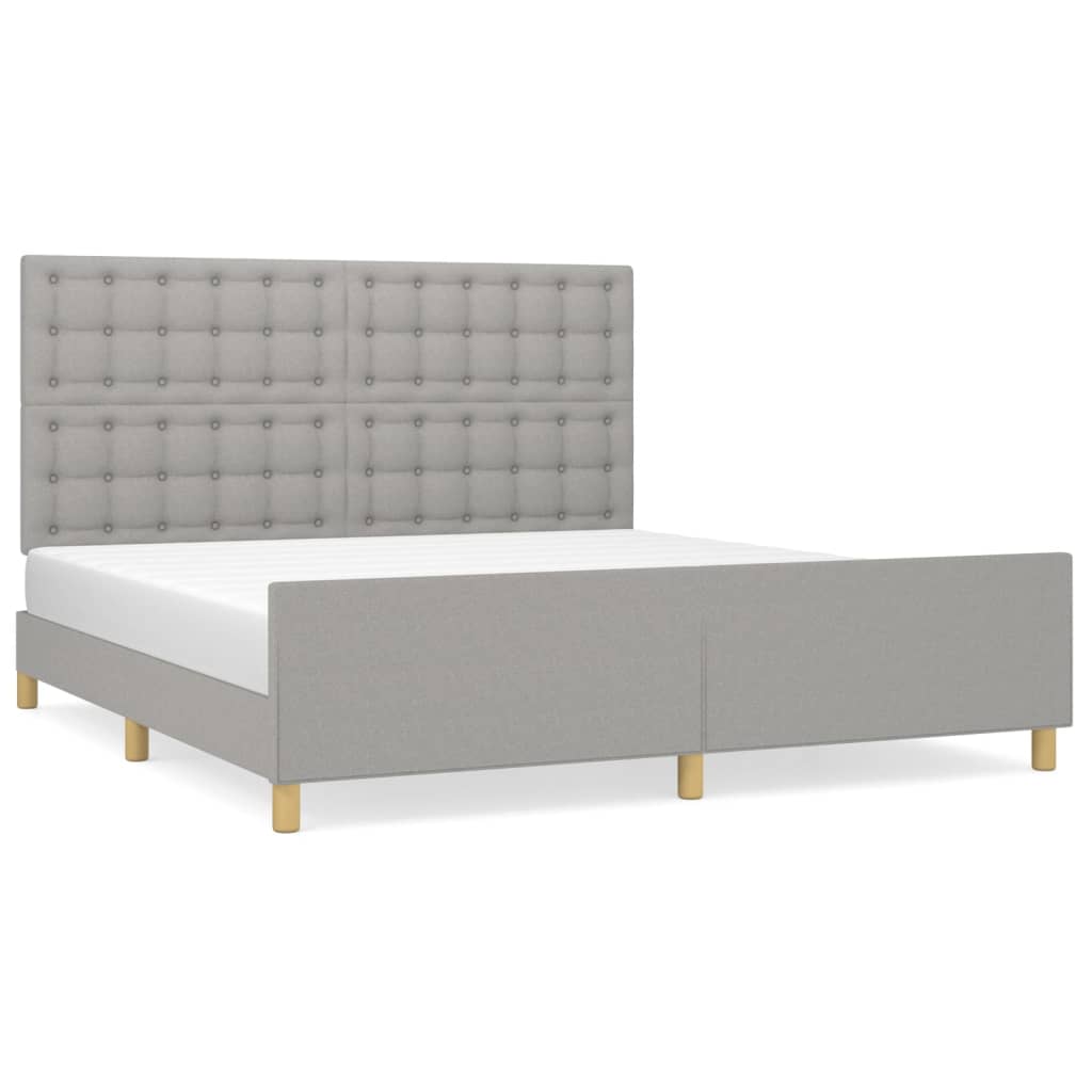vidaXL Estructura de cama con cabecero gris claro tela 180x200 cm