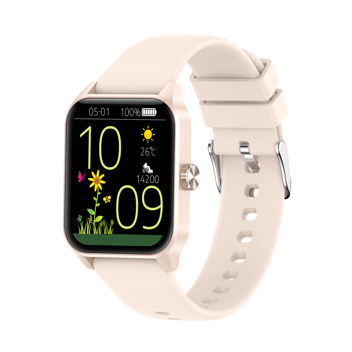 DAM Smartwatch Qx15 con pantalla de 1,85". Llamadas Bluetooth, más de 100 modos deportivos, monitor frecuencia cardíaca y oxígeno en sangre. 4.30x1.20x3.60 Cm. Color: Rosa Claro