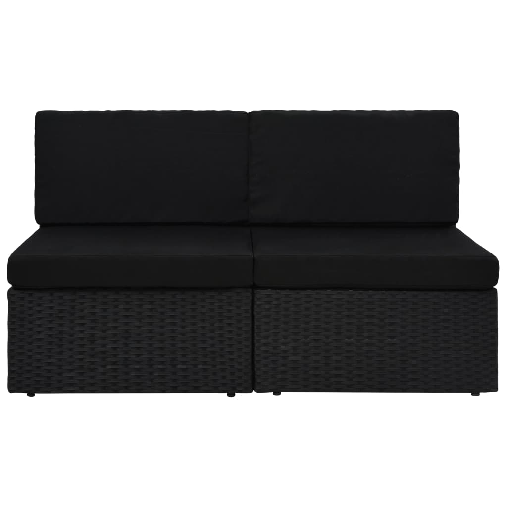 Vidaxl Sofá Seccional de Ratán Sintético Negro 2 Plazas - Muebles Jardín Exterior