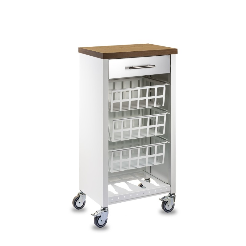 DON HIERRO - Carrito de cocina, carrito verdulero KARA armazón blanco