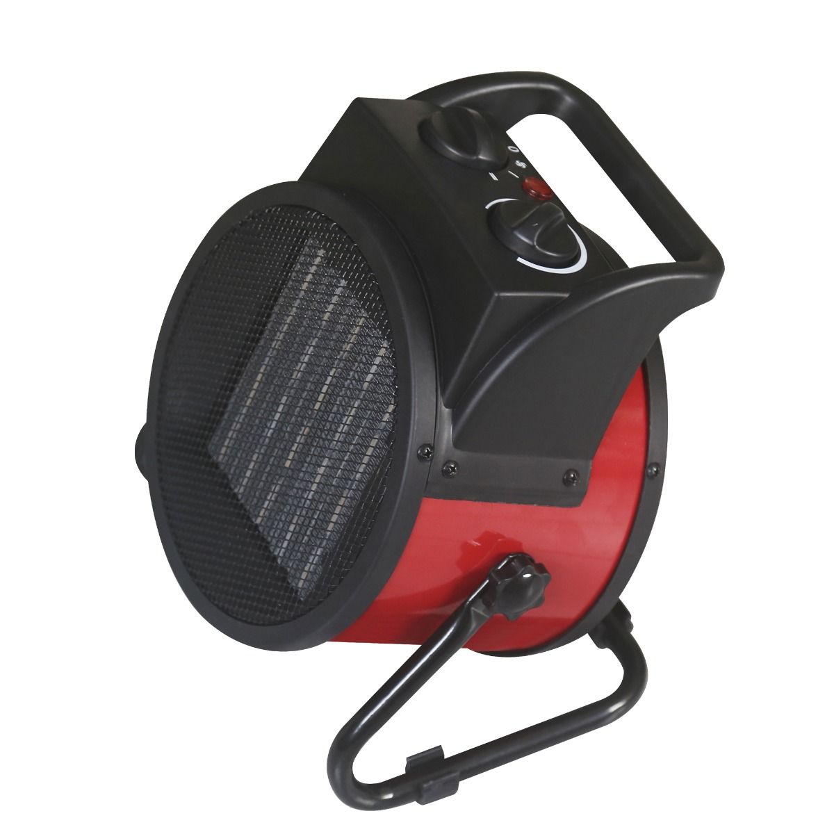 Calefactor cerámico küken de diseño profesional con termostato - 2 posiciones 1000W/2000W + aire frío - Acabado en rojo y negro - Ideal para habitaciones y espacios grandes.