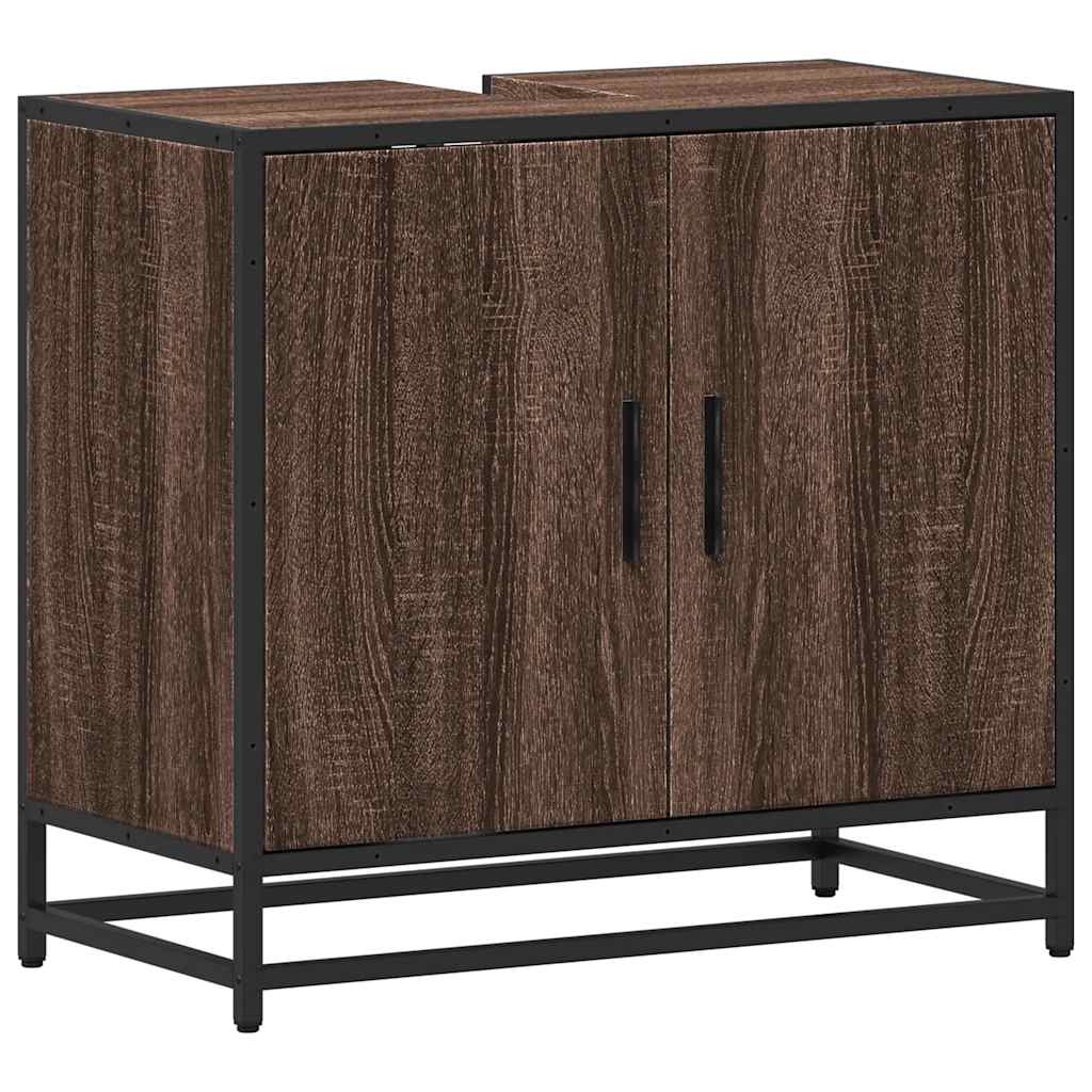 vidaXL Mueble de lavabo madera de ingeniería roble marrón 65x33x60 cm