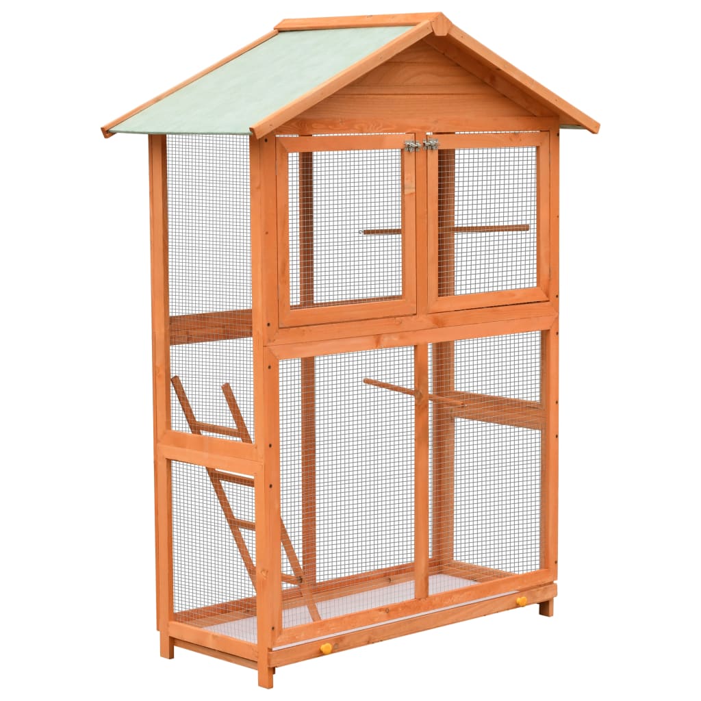 vidaXL Jaula para pájaros madera maciza pino y abeto 125,5x59,5x164 cm