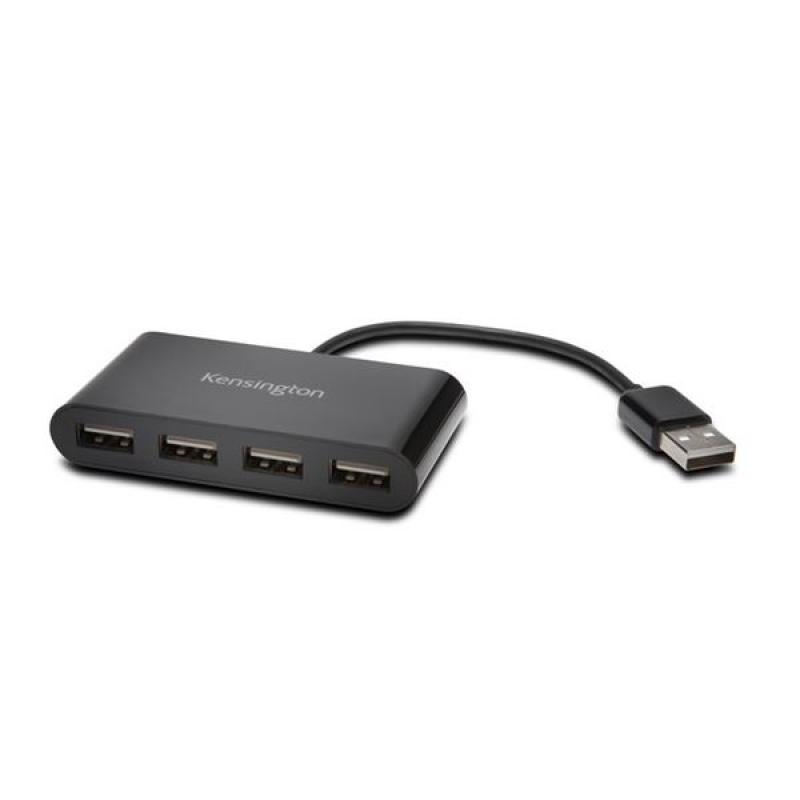 Kensington Concentrador USB 2.0 de 4 Puertos, 480 Mbit/s Negro