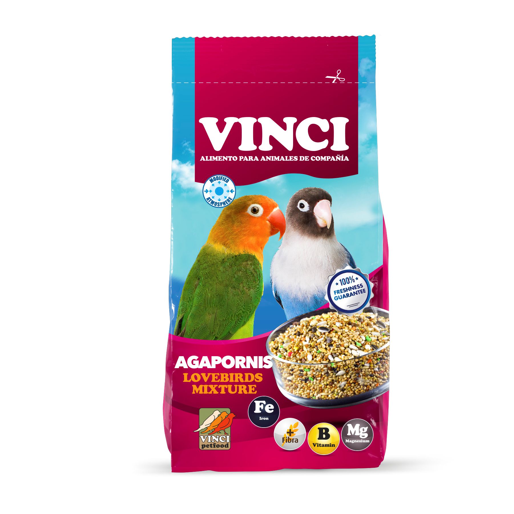 Alimento para Agapornis Vinci 1 Kg con Aroma de Plátano