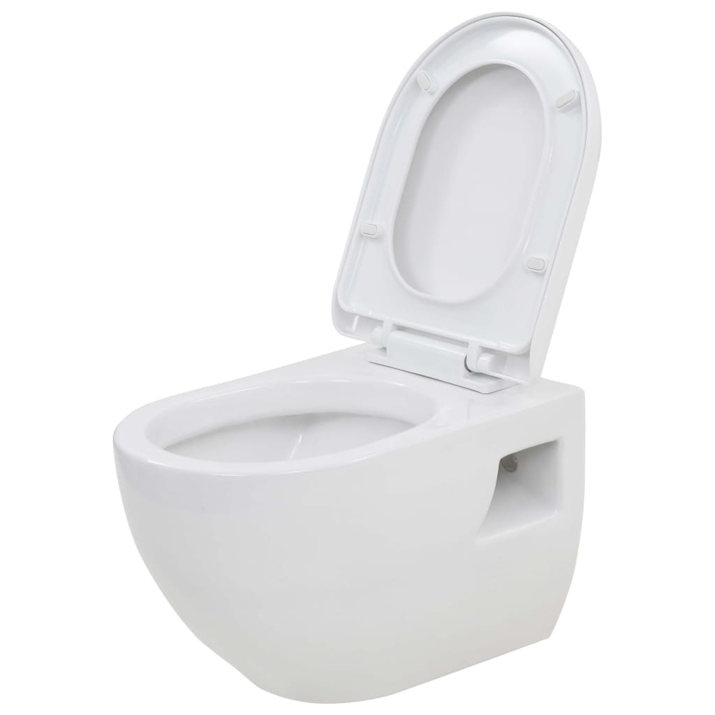 vidaXL Inodoro de Montaje en Pared de Cerámica Baño Casa Hogar Aseo WC Color Blanco,  Negro, y mas