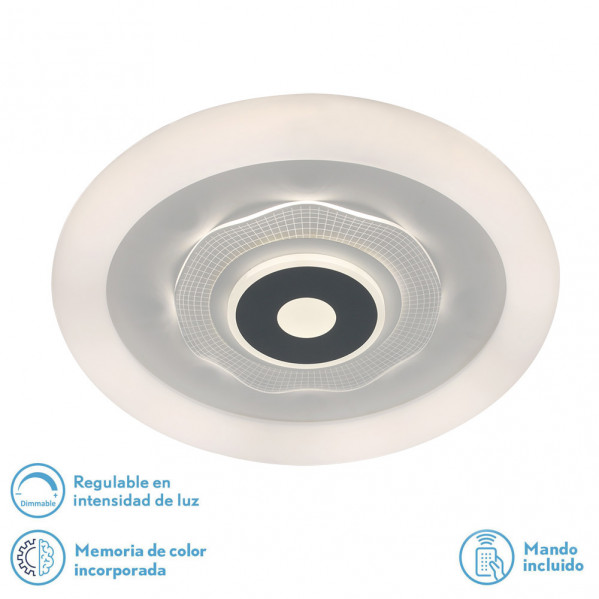 Plafon 78w 3000k, 4000k, 6500k Anthe Blanco/gris 9x50x50cm 10530Lm Regulable, Memoria y C Remoto marca FABRILAMP