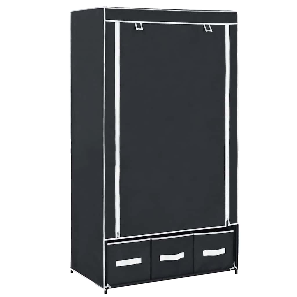 vidaXL Armario de tela 87x49x159 cm en color Gris/Negro/Marrón | almacenamiento funcional diseño moderno para baño dormitorio sala