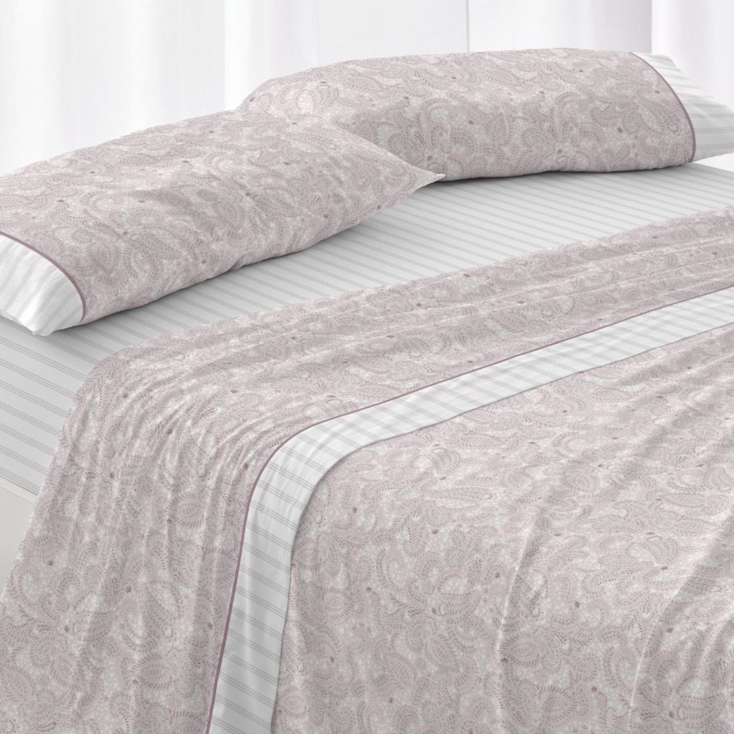 Juego Sábanas BURRITO BLANCO 100% Algodón Extrasuave Diseño Paisley Azul - Larga Duración, Anti-Pilling - Cama 90-200cm
