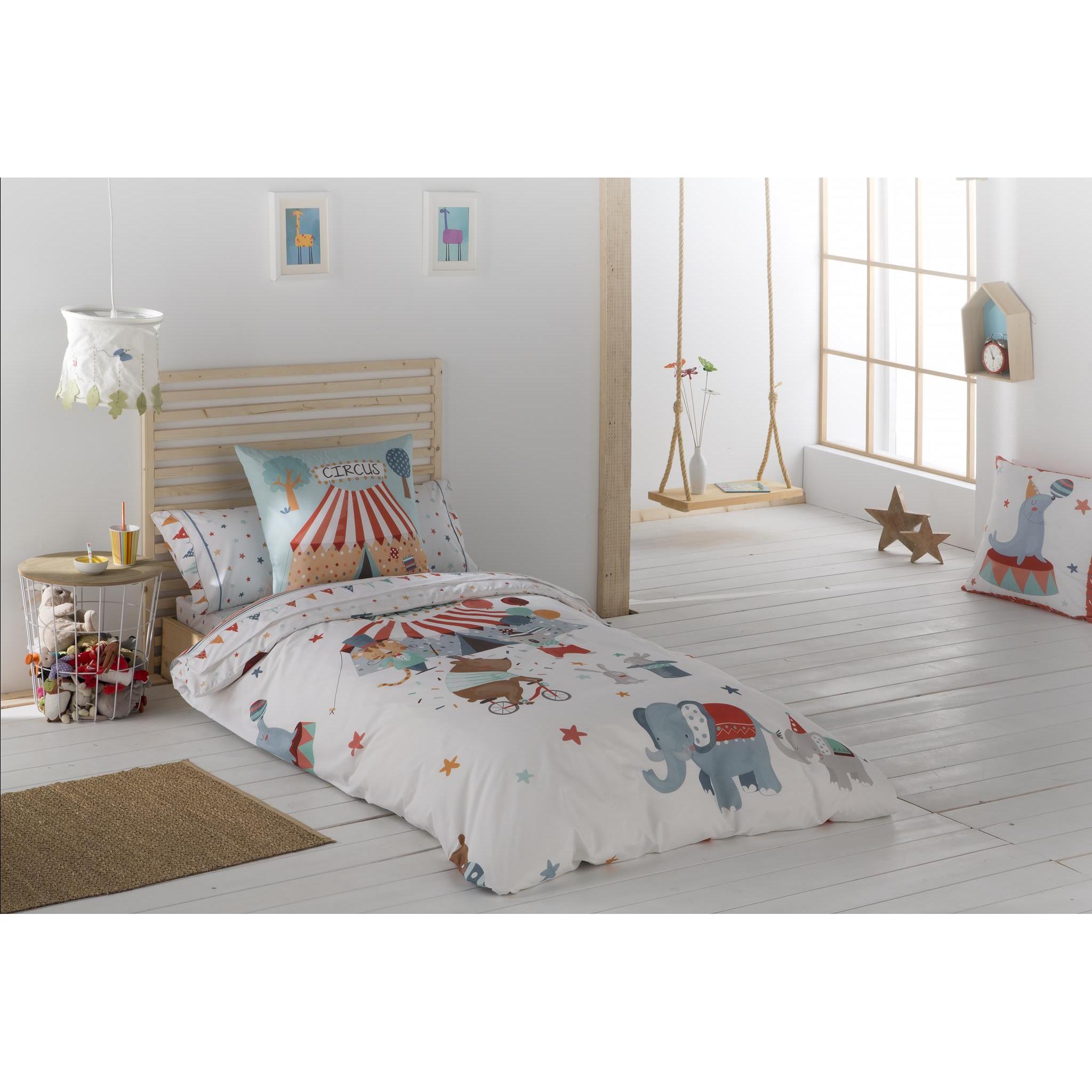 JVR - Funda Nordica Juego de 3 piezas modelo CIRCUS - Tejido 100% Algodón Percal 200 hilos - Estampado digital - Fabricado en España - Cama 90/105/135/150/160/180