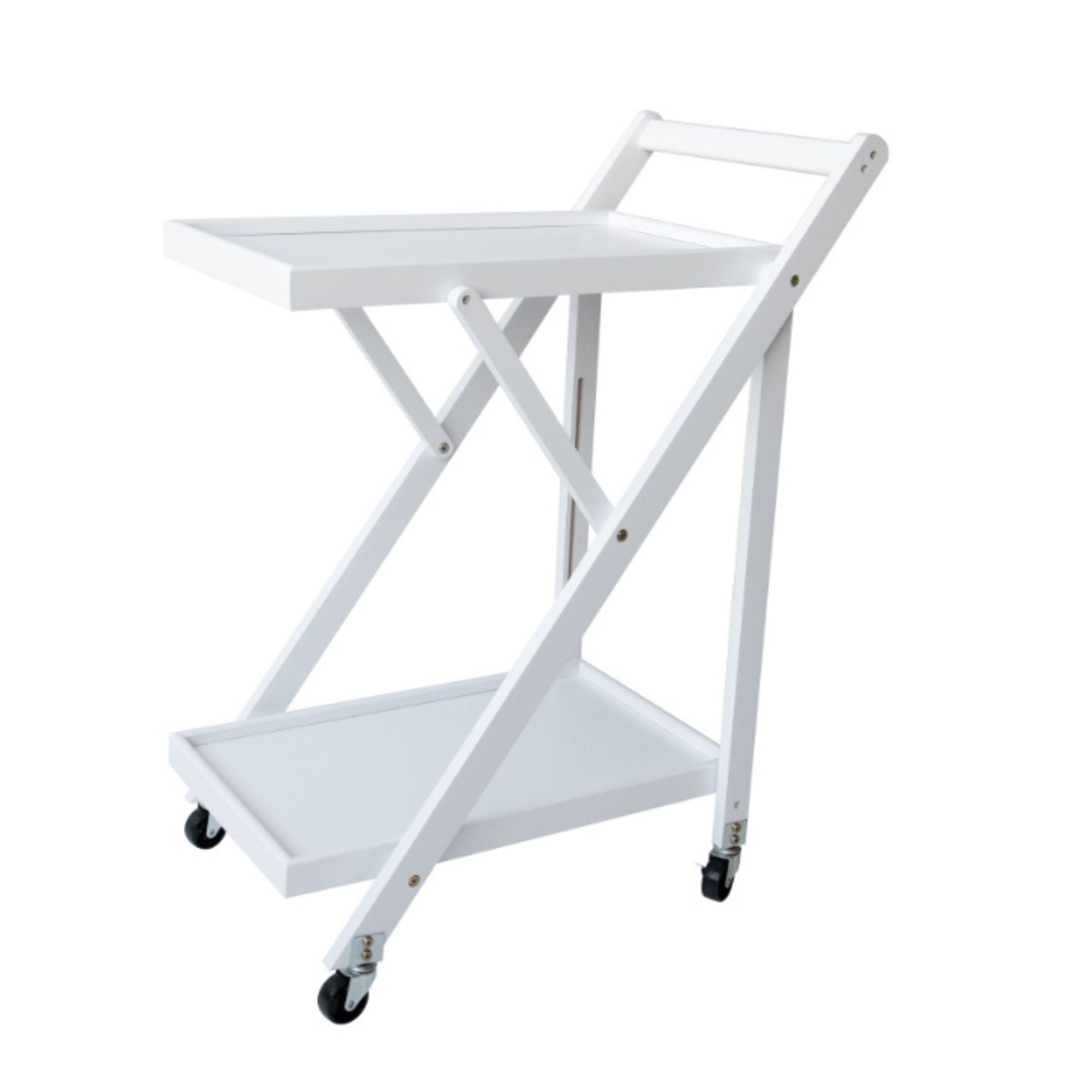 Meyvaser Carro de Servicio Plegable con Ruedas 65x40x85cm Blanco - Mueble de Cocina Elegante y Decorativo