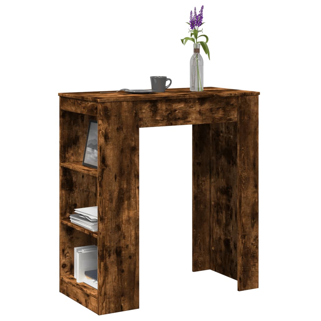 vidaXL Mesa alta con estantes madera ingeniería blanca 95x47x103,5 cm en color Blanco/Gris hormigón/Gris sonoma y más | estructura resistente ideal para salón dormitorio o estudio