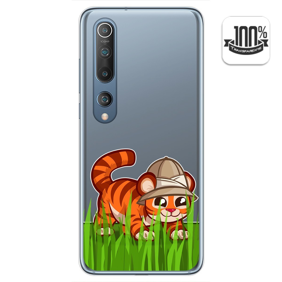 Tumundosmartphone Funda Gel Transparente para Xiaomi Mi 10 / Mi 10 Pro diseño Tigre Dibujos