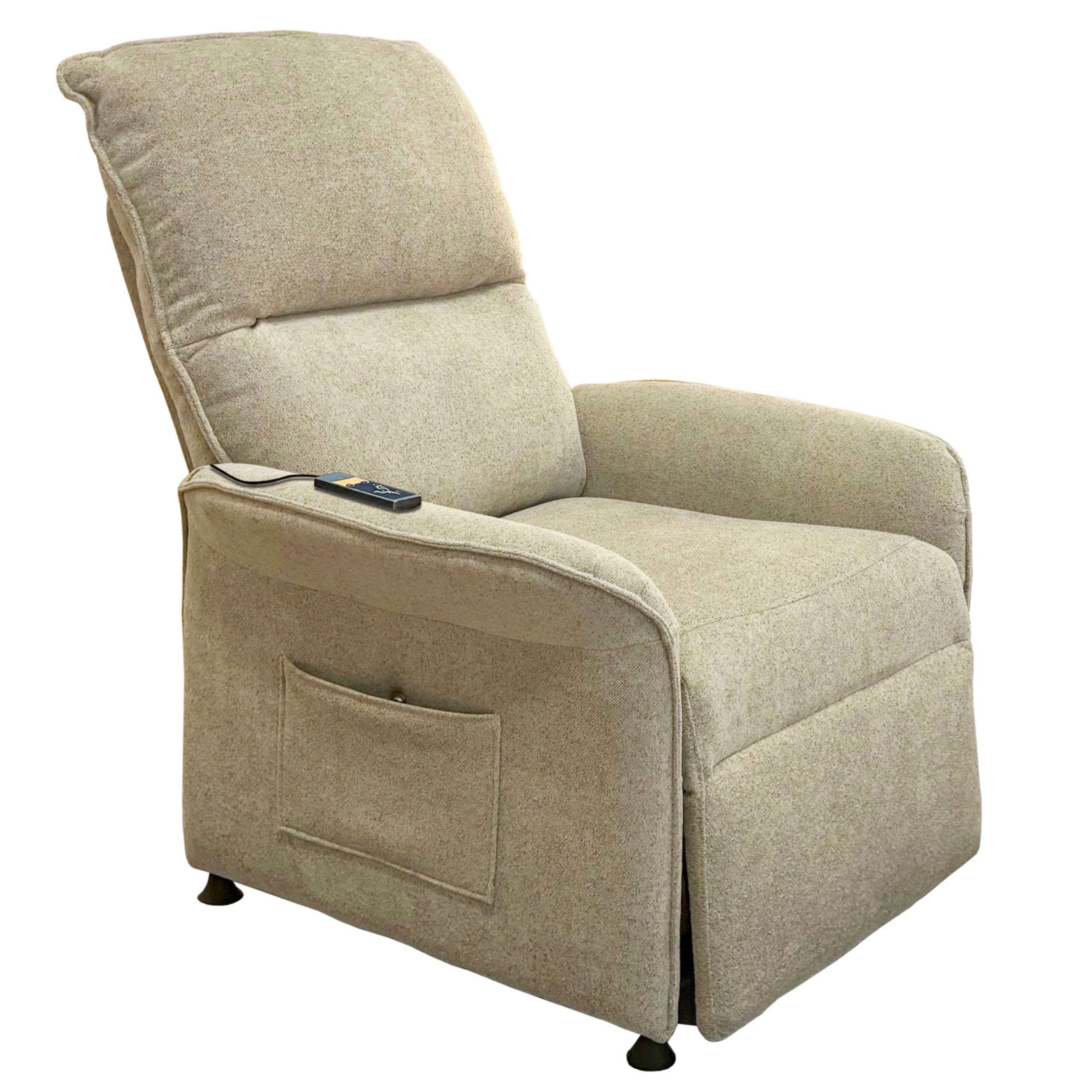 Miroytengo Sillón Reclinable Modelo Thai Estilo Contemporáneo en Color Beige con 2 Motores y Mando Control 82x102x84 cm
