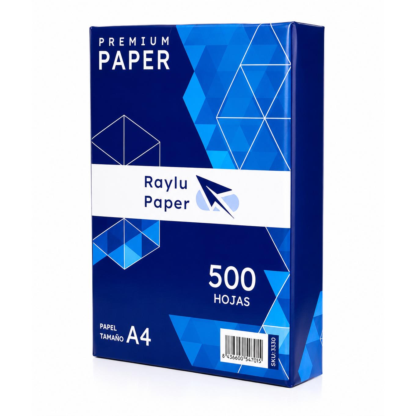 Papel A4  Raylu Paper para impresora-500 Hojas -80gr- Alta blancura- Calidad Premium- Oficina y Estudio