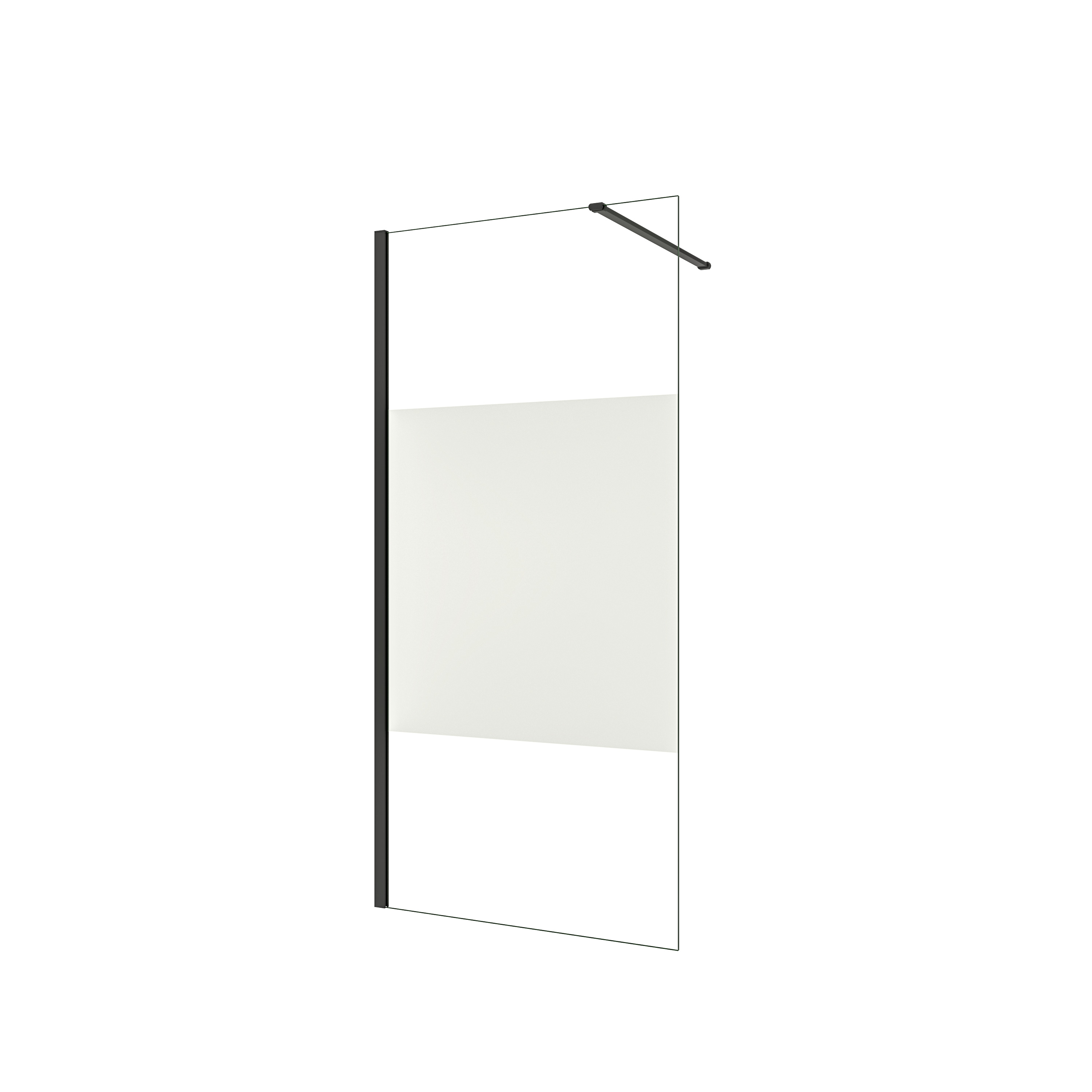 AICA Panel de ducha Serigrafiado Central Vidrio 8mm con Película de Seguridad a Prueba de Explosiones (68-70)x200cm con Barra1 Negra mate 90cm