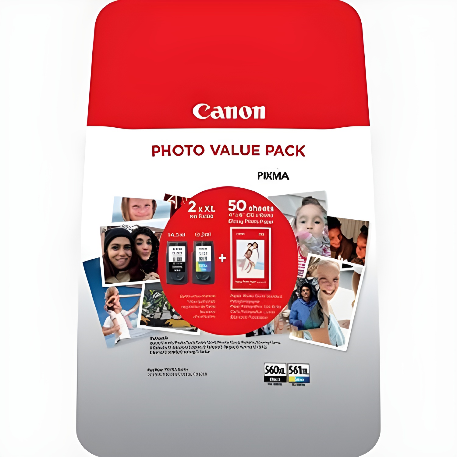 Cartucho de Tinta Canon PG-560XL +CL-561XL para Impresoras Pixma TS5350, TS5351, TS5352 +50 Papel Fotográfico