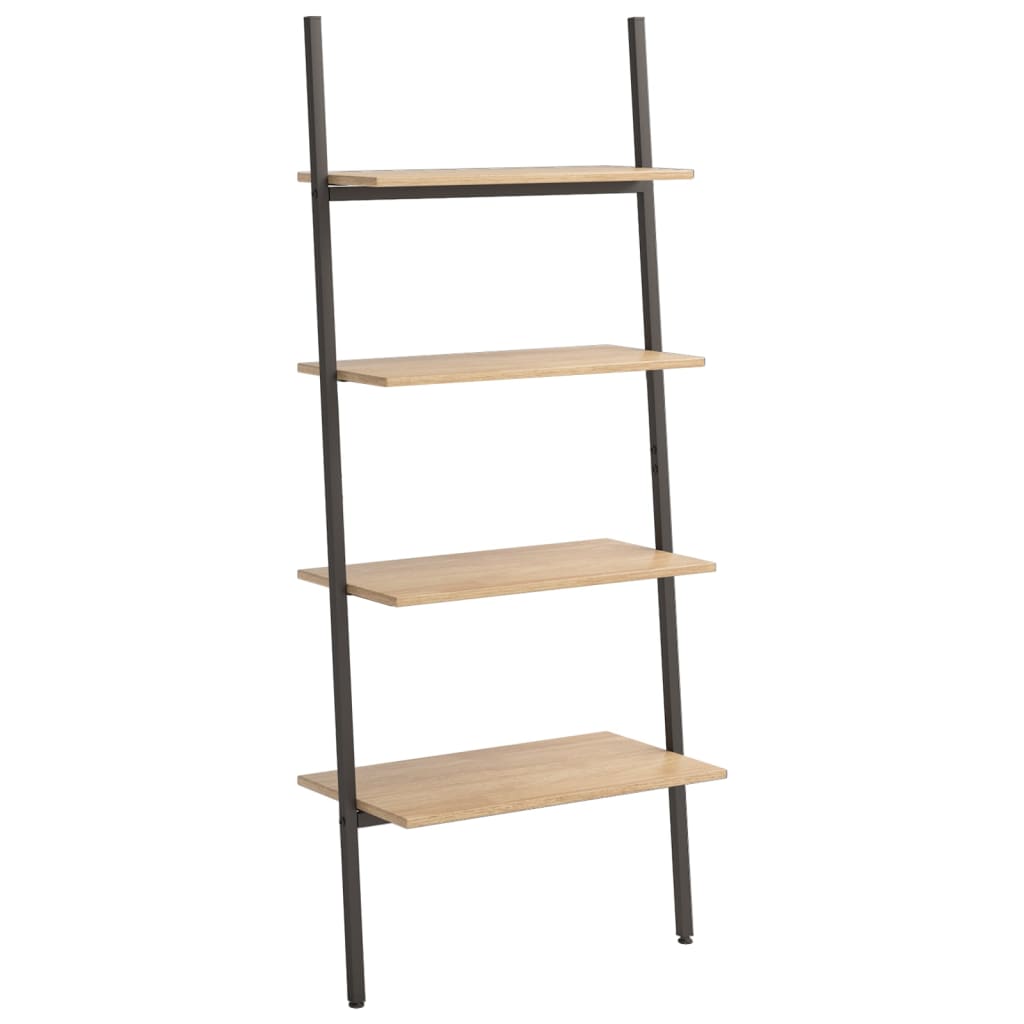 Vidaxl Estantería Inclinada de 4 Baldas 64x34x150,5 Cm - Marrón Claro, Marrón Oscuro, Negro - Mueble de Almacenamiento para Oficina, Estudio, Sala de Estar, Dormitorio