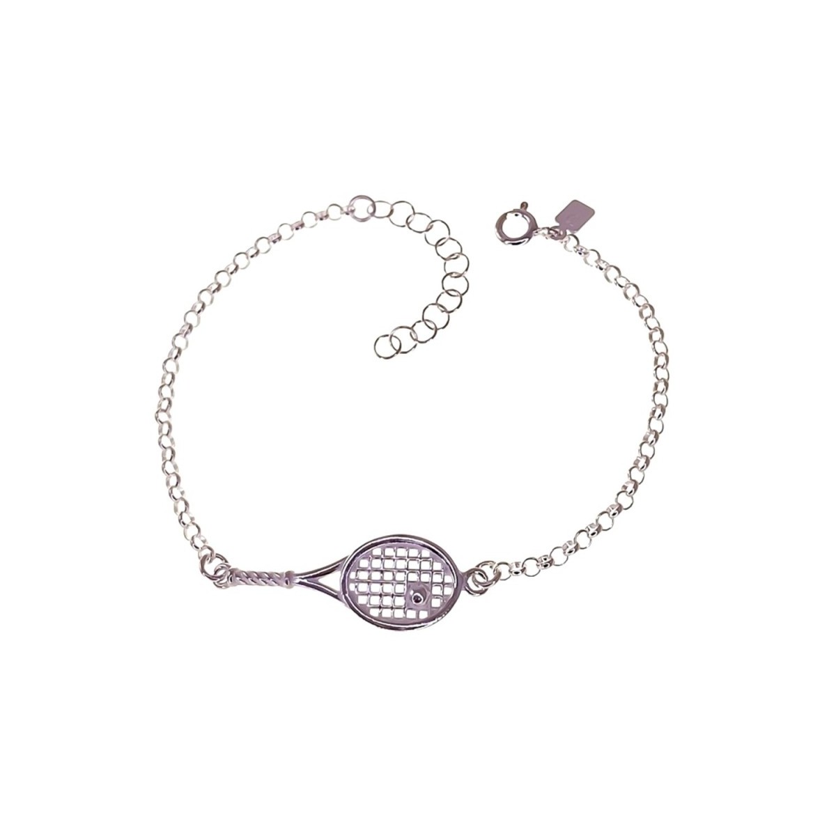 Pulsera plata Ley 925m mujer 17 cm. detalle raqueta tenis 3 cm. reasa