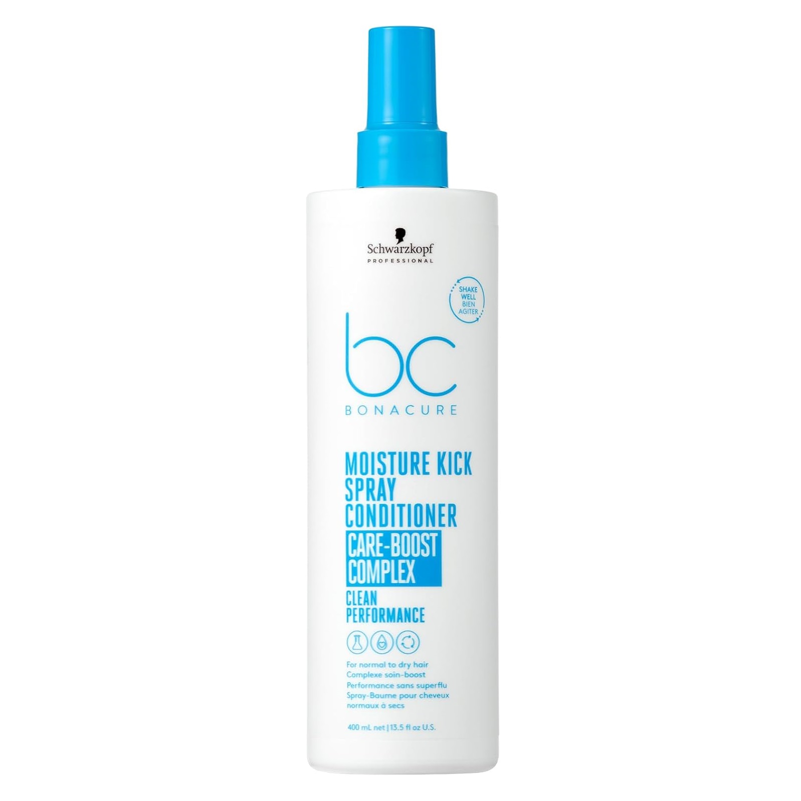 Schwarzkopf Professional Bonacure Moisture Kick Spray Acondicionador 400Ml. / Acondicionador en spray sin aclarado para cabello normal a seco, rizado o quebradizo.