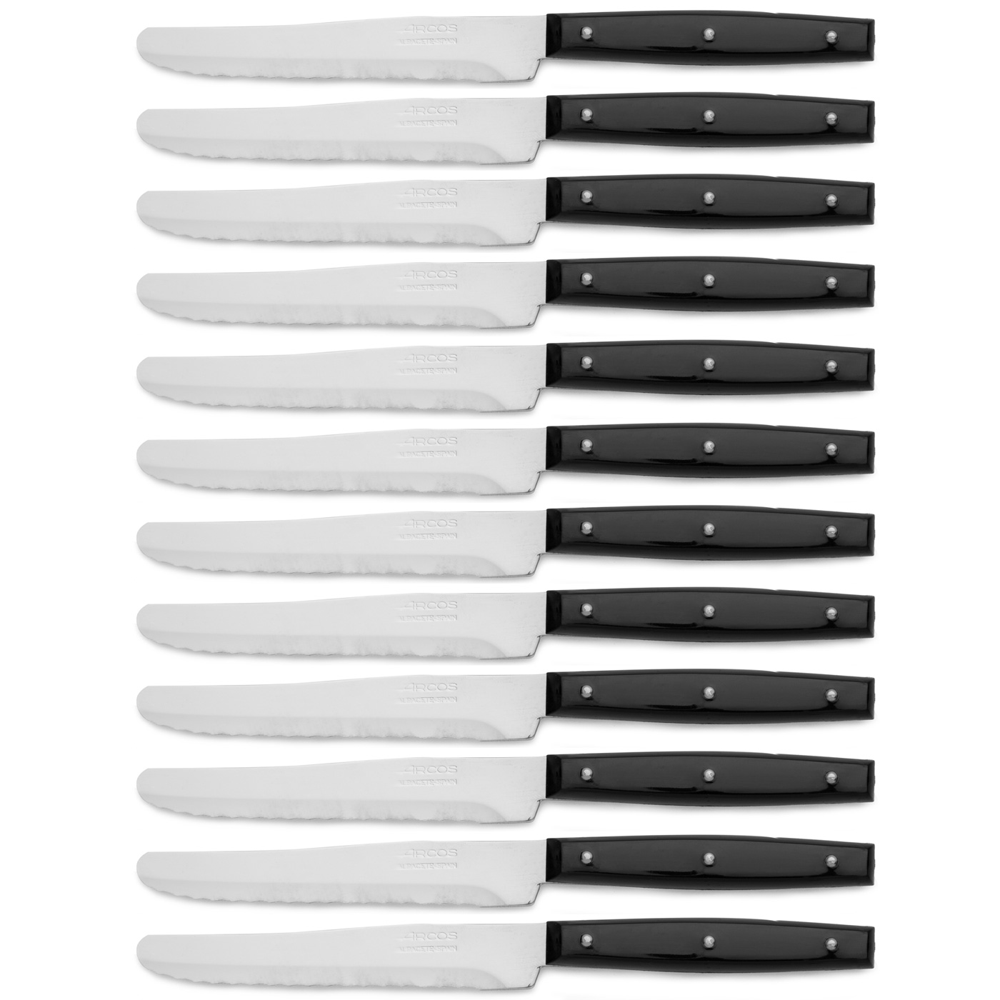 ARCOS Piano Classic - Cuchillo de Postre (110 / 195 mm) - Acero Inoxidable Nitrum® - Mango Negro de Nylon - PACK 12