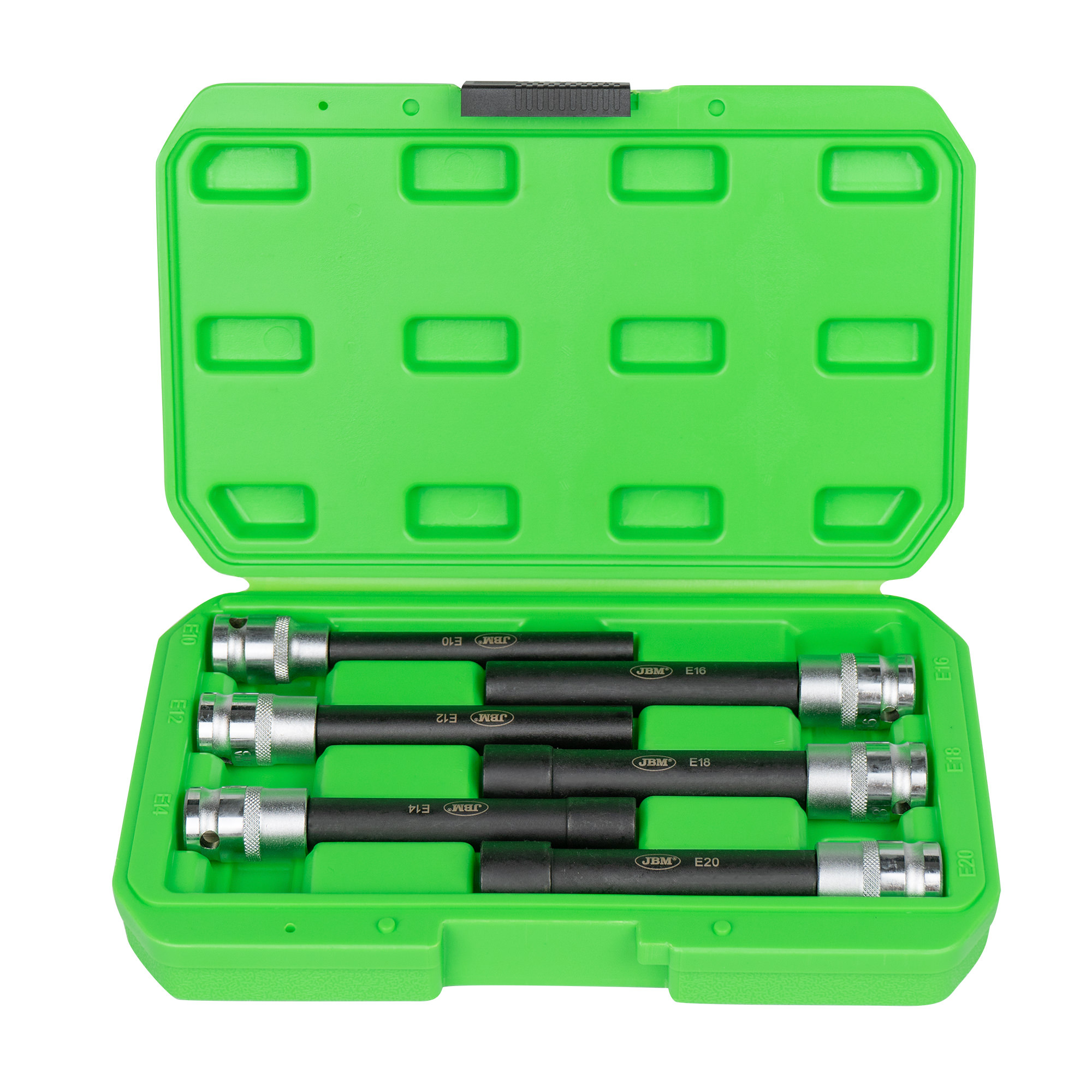 JBM 53915 SET DE 6 VASOS 1/2" TORX TIPO E EXTRA LARGOS CINCADO