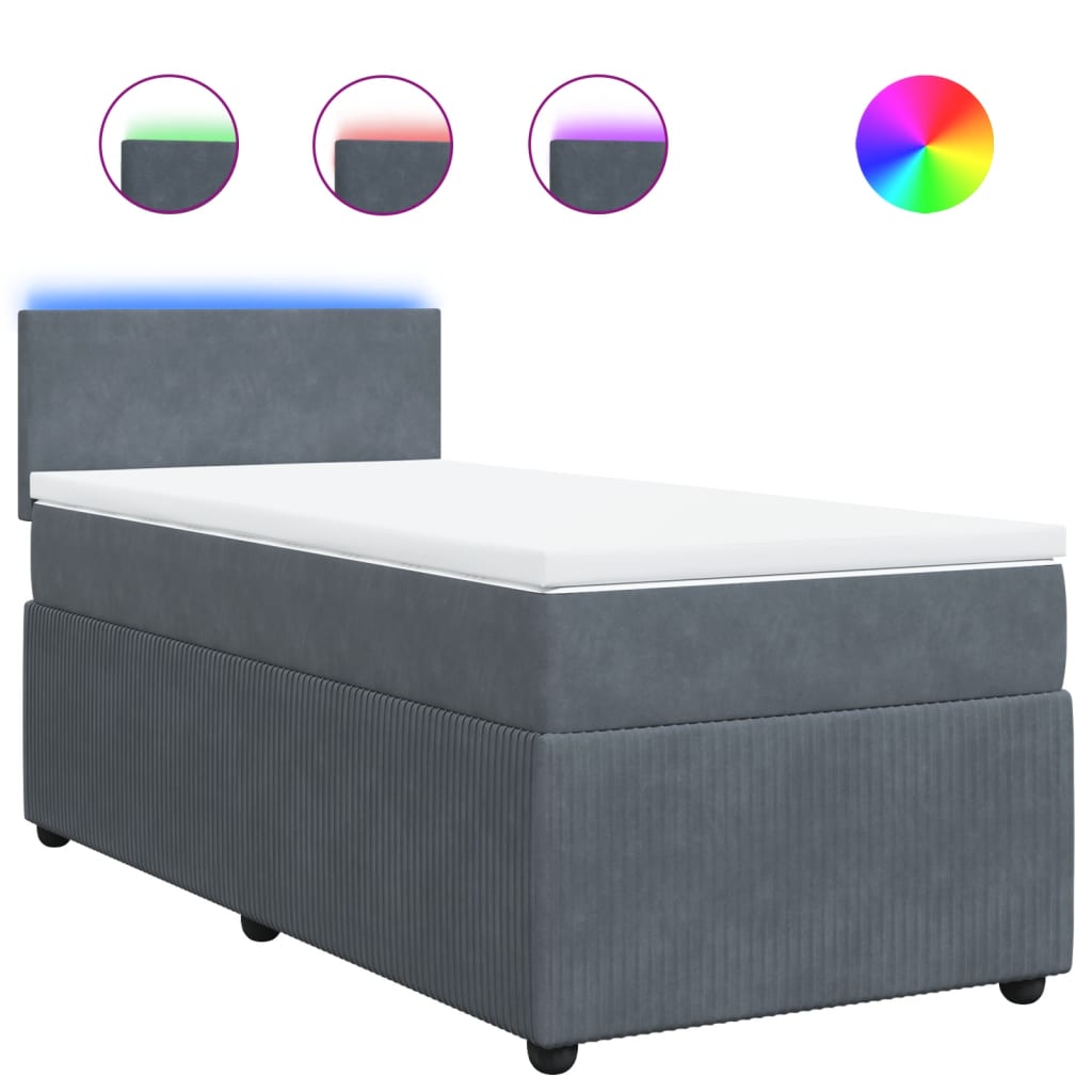 vidaXL Cama box spring con colchón terciopelo gris oscuro 90x190 cm