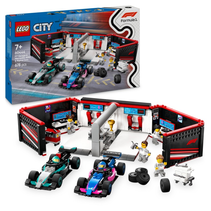 LEGO City 60444 Garaje de F1® con Coches Mercedes-AMG y Alpine contiene 678 piezas - edad 7+ años 25L60444