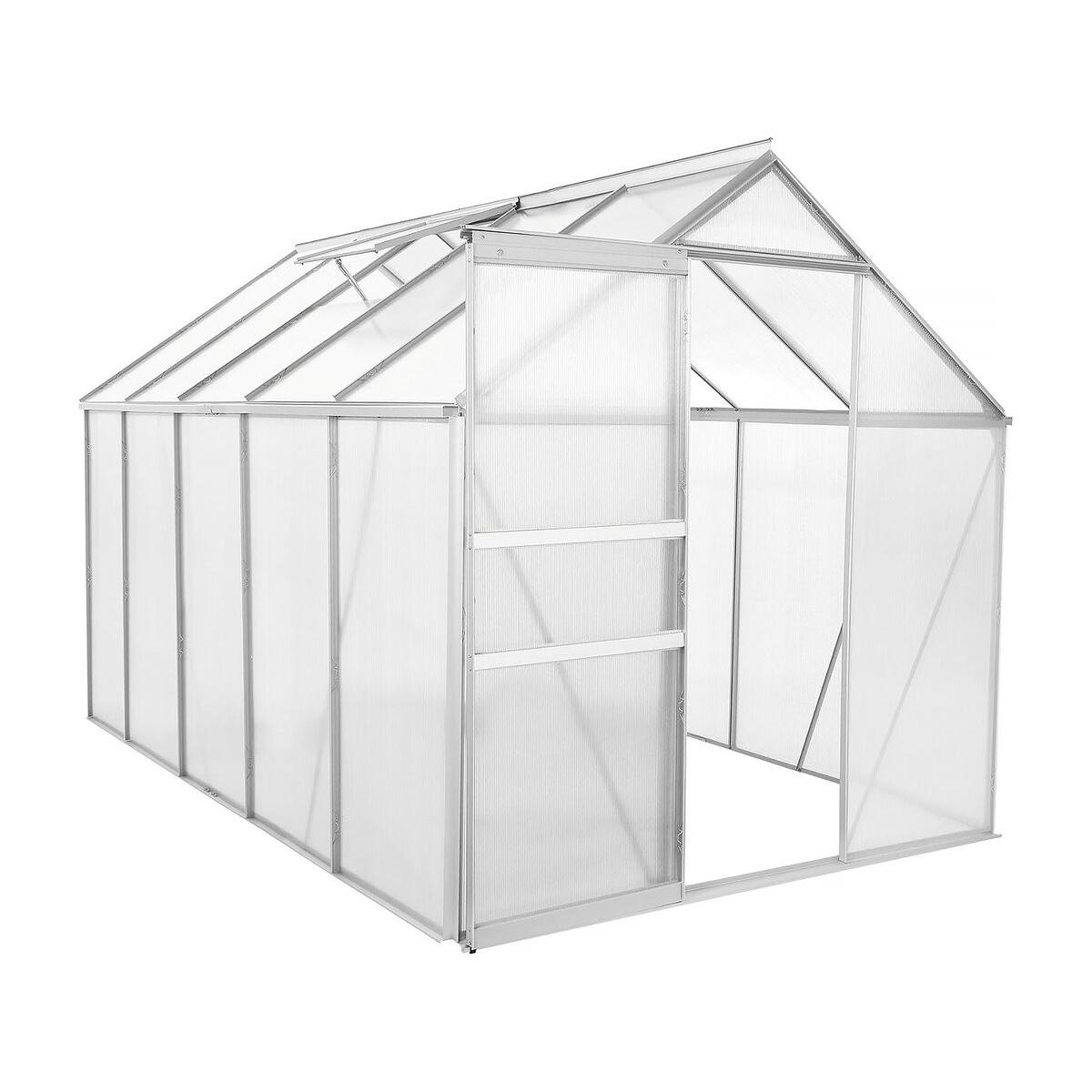 Habitat y Jardin - Invernadero de policarbonato 310 x 190 x 195 cm "Basilic" - 5,89 m² - Gris