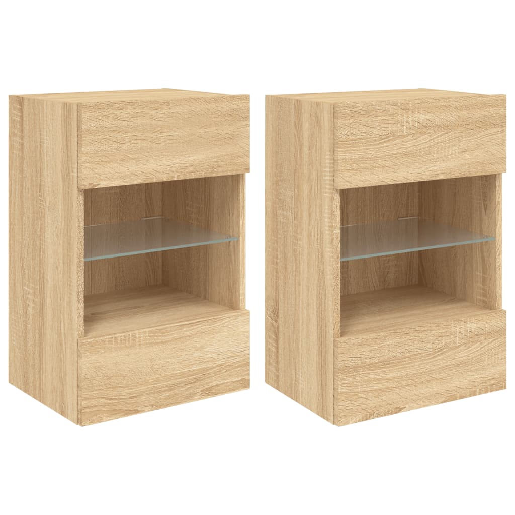Vidaxl Muebles TV Pared Luces LED 2 Uds 40x30x60,5 Cm