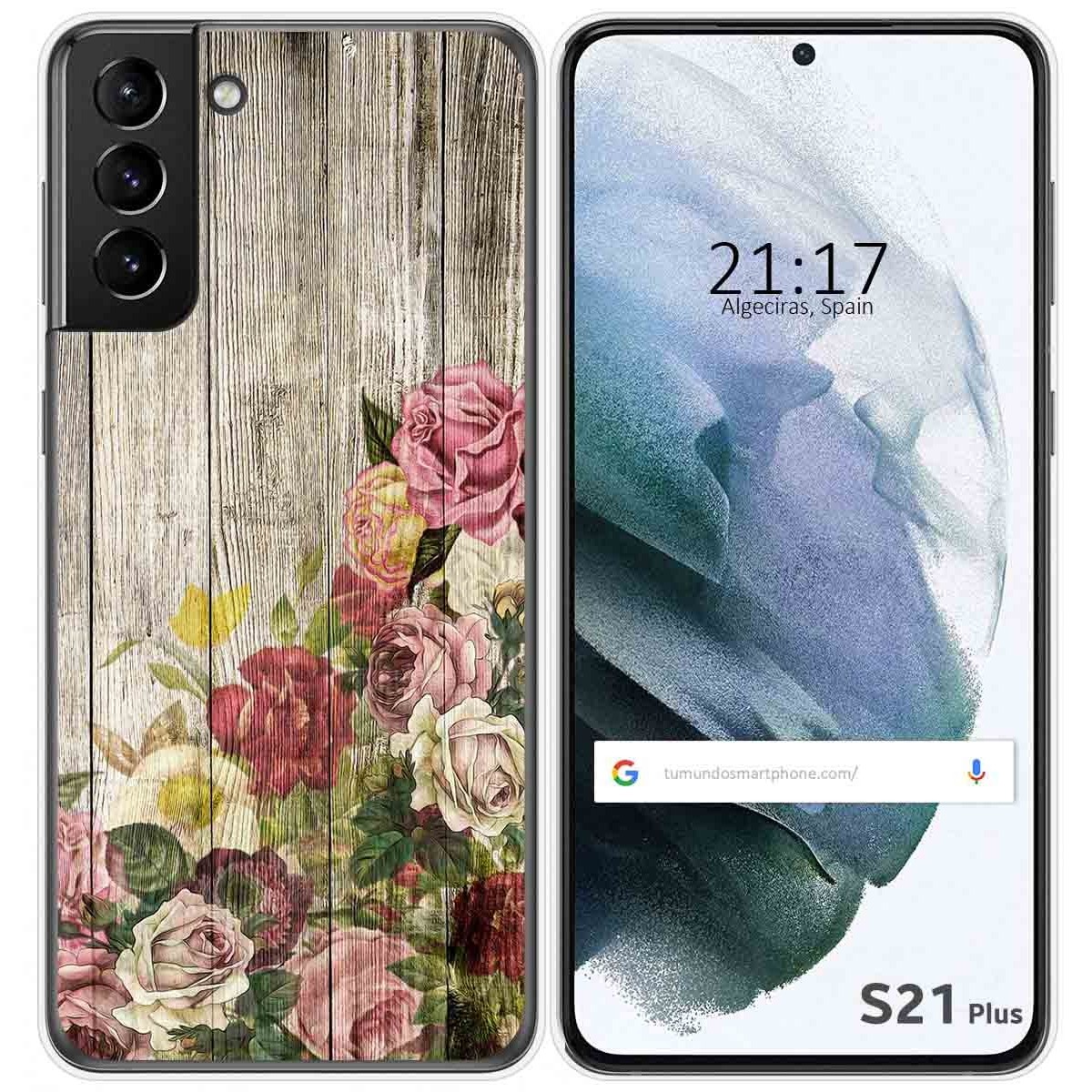 Tumundosmartphone Funda Gel Tpu para Samsung Galaxy S21+ Plus 5G diseño Madera 08 Dibujos