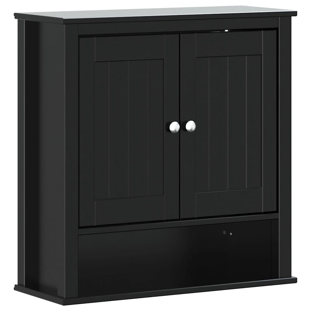 vidaXL Mueble de pared baño BERG madera maciza negro 69,5x27x71,5 cm
