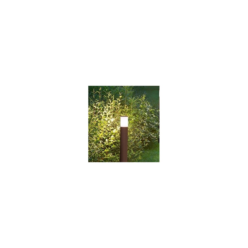 Bolardo de jardín Cigar con 1 bombilla E27 máx. 20 W IP54, aluminio pintado, bolardo para exteriores, acero Corten, 50 cm de altura - Perenz