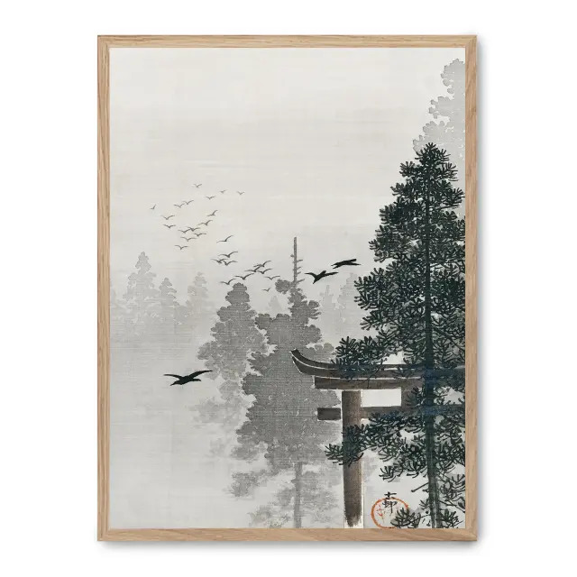 Cuadro serene landscape 30x40cm, Póster impreso en papel de primera calidad de 180gr, montado sobre marco de madera MDF acabado roble., Arte - Japonés
