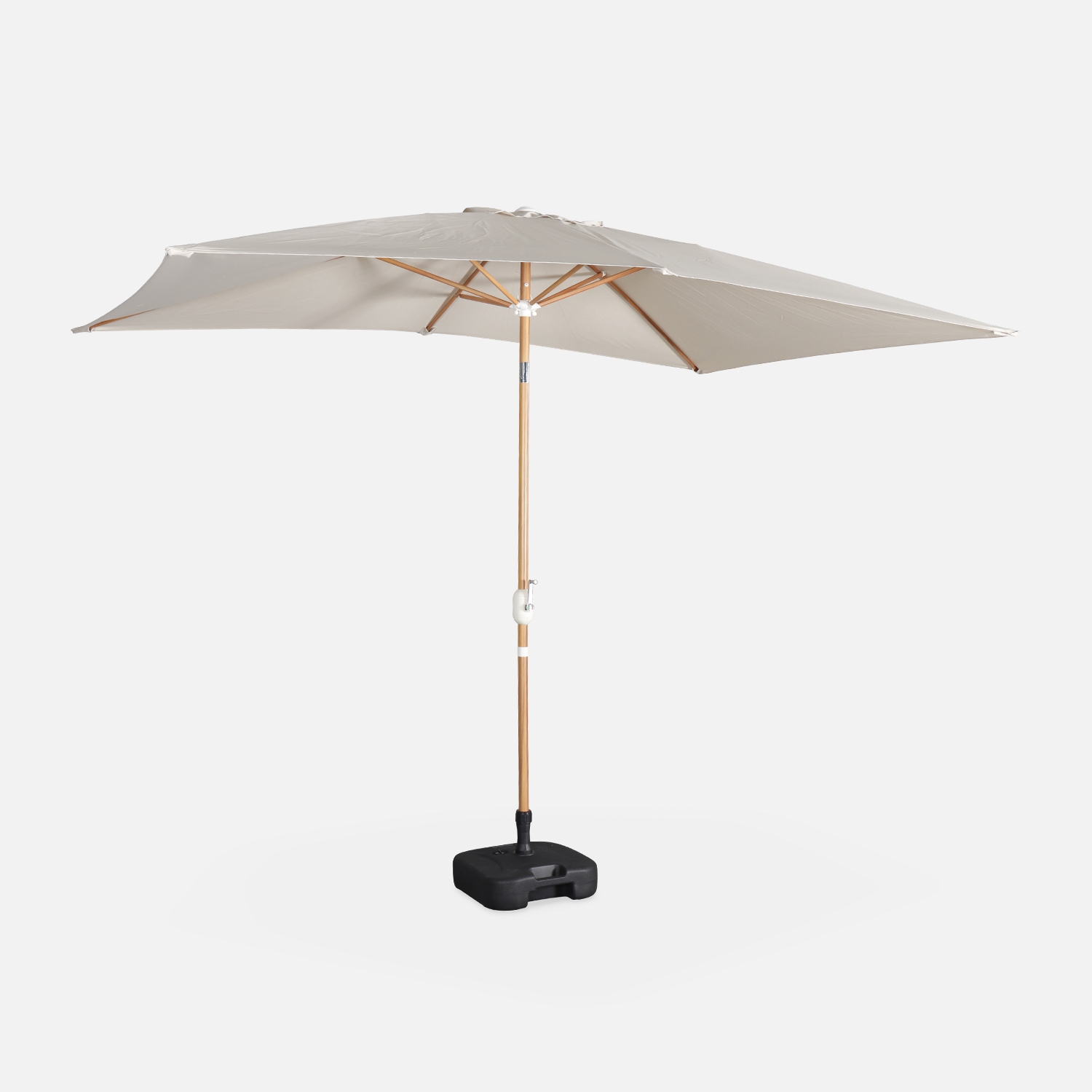 sweeek - Parasol rectangular poste efecto madera, 2x3m , Touquet , 184x13x13