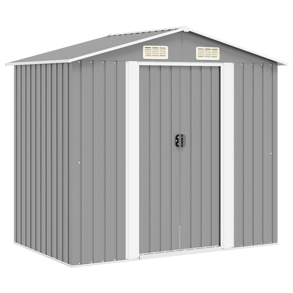 vidaXL Caseta de jardín de metal 204x132x186 cm gris