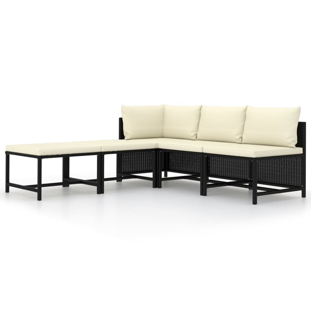 Vidaxl Set de Sofá de Jardín 5 Piezas con Cojines Ratán Sintético Gris y Negro